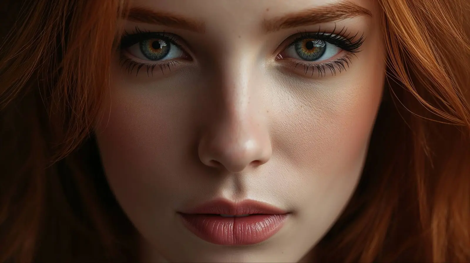 AI generated close-up photorealistic portrait of woman with red hair — Leonardo.AI
